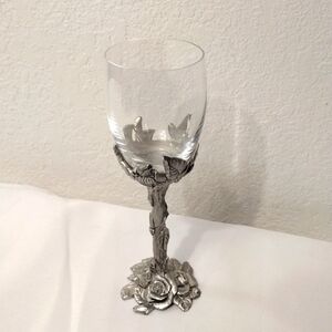 𝅺pewter flower crystal glass